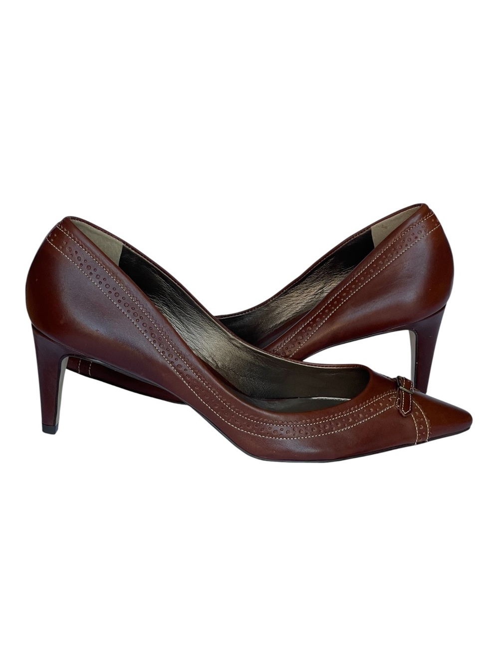 TALBOTS BROWN LEATHER SPECTATOR HEELS SZ 11 MED EUC